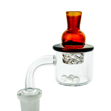 Load image into Gallery viewer, Mega Cyclone Spinner Carb Cap | Amber In Use On Banger View | Dabbing Wholesaler