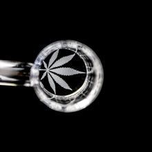 Load image into Gallery viewer, 25mm Weed Leaf Quartz Banger | Single Banger Over Black Background | Dabbing Wholesaler
