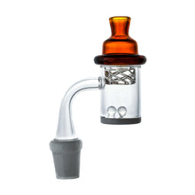 Load image into Gallery viewer, Cyclone Spinner Carb Cap | Amber In Use On Banger Profile View | Dabbing Wholesaler
